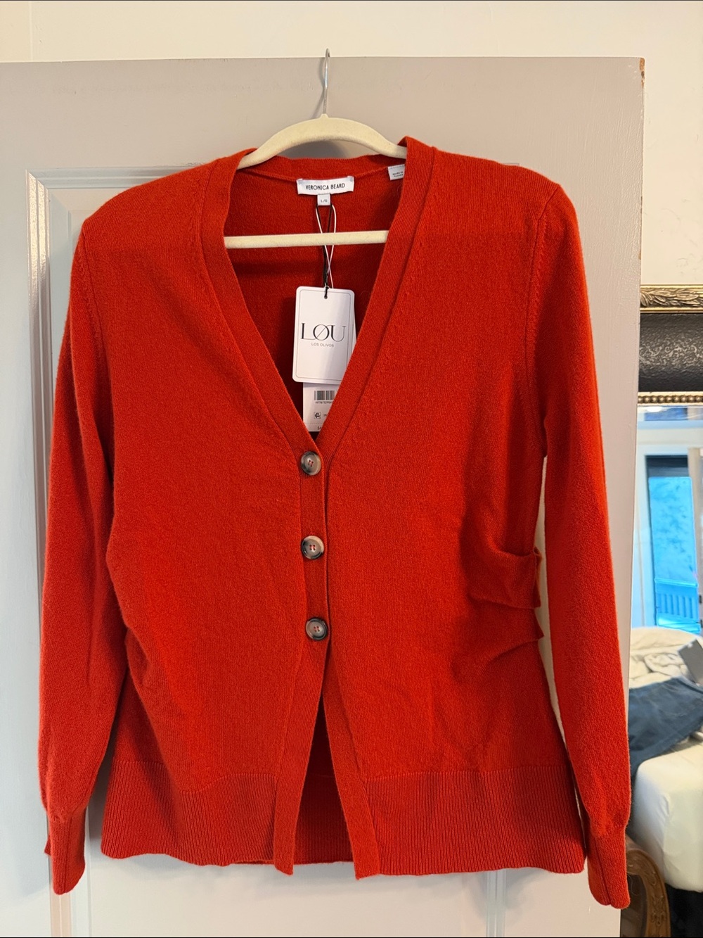 Veronica Beard Lamotte Cashmere Cardigan in Carnelian Red NWT